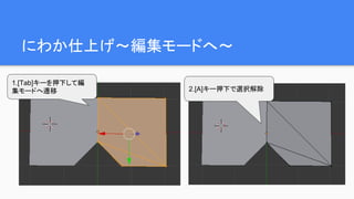にわか仕上げ～編集モードへ～
1.[Tab]キーを押下して編
集モードへ遷移 2.[A]キー押下で選択解除
 