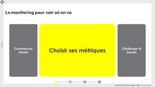 Coin
Coin
!
La Duck Conf by OCTO Technology © 2023 - All rights reserved
Le monitoring pour voir où on va
Choisir ses métriques
Commencer
simple
Challenger le
besoin
 
