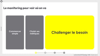Coin
Coin
!
La Duck Conf by OCTO Technology © 2023 - All rights reserved
Le monitoring pour voir où on va
Choisir ses
métriques Challenger le besoin
Commencer
simple
 