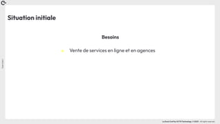 Coin
Coin
!
La Duck Conf by OCTO Technology © 2023 - All rights reserved
Situation initiale
Besoins
๏ Vente de services en ligne et en agences
 