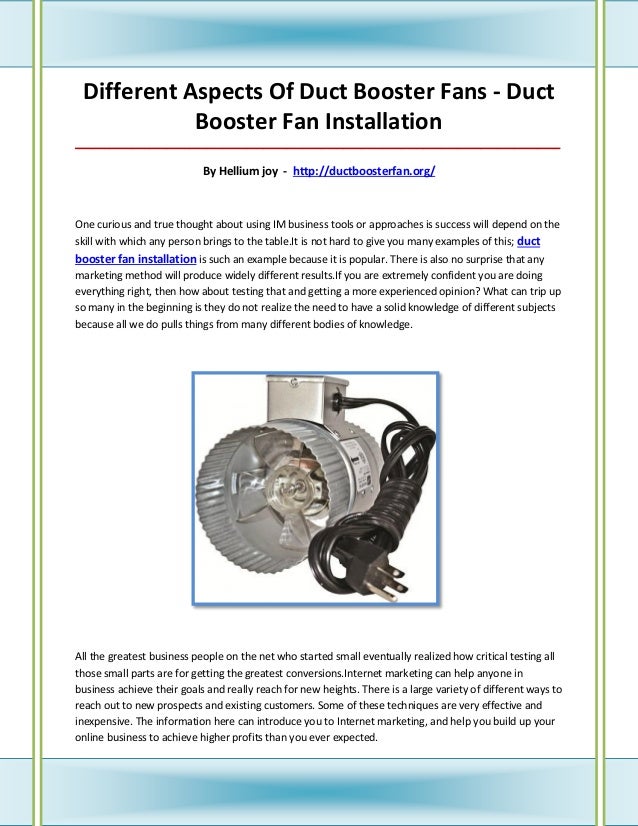 Duct booster fan installation
