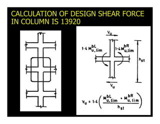 CALCULATION OF DESIGN SHEAR FORCE
IN COLUMN IS 13920
 