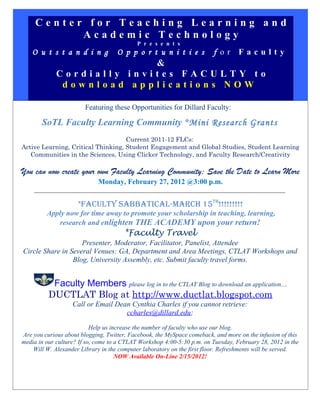 DU CTLAT Opportunities Flyers Mini-Grant Sabbatical and Faculty Travel Spring 2012.doc