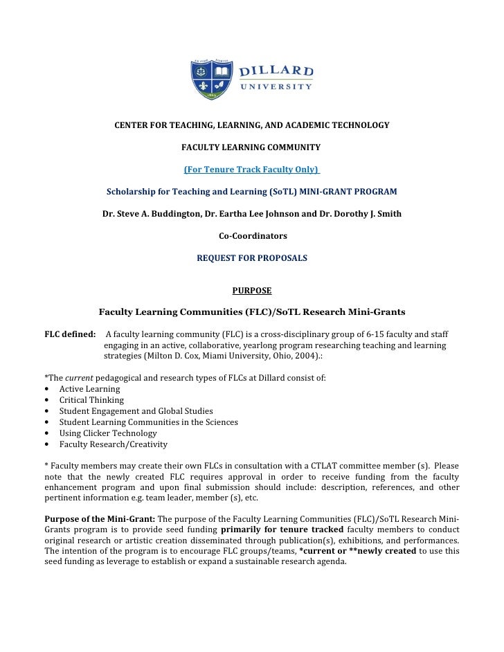 Dillard University CTLAT TenureTrack Faculty MiniGrant Application