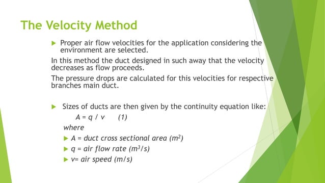 Duct sizing methods and filter types | PPTX