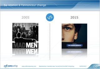 www.softcomputing.com Reproduction interdite sans l’accord écrit de Soft Computing 10/03/2015 14
Sa relation à l’annonceur change
2005 2015
 