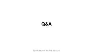 Q&A
OpenStack	
  Summit	
  May	
  2015	
  -­‐	
  Vancouver	
  	
  
 
