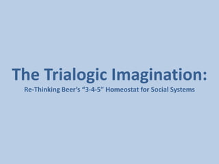 The Trialogic Imagination: Re-Thinking Beer’s “3-4-5” Homeostat for Social Systems 