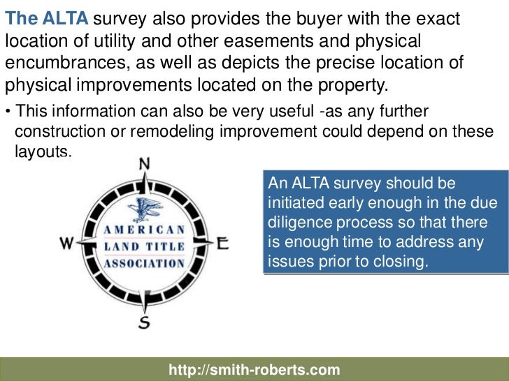 Due Diligence Checkli!   st For Commercial Real Estate Transactions - 9 the alta survey!   