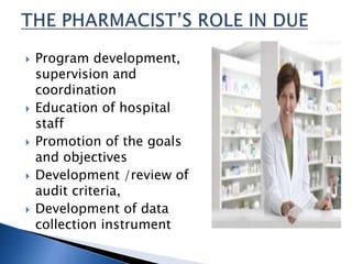  Program development,
supervision and
coordination
 Education of hospital
staff
 Promotion of the goals
and objectives
 Development /review of
audit criteria,
 Development of data
collection instrument
 