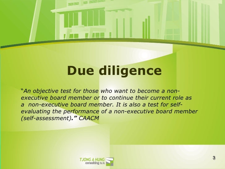 Due Diligence And Liability For Non Executive Board Members