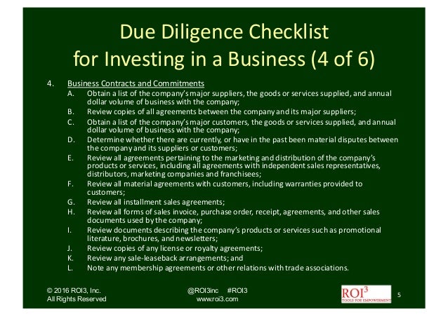 due diligence process checklist