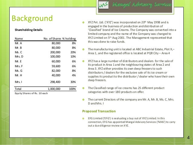 sample due diligence report financial due diligence report