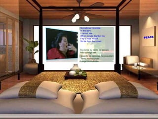 Sometimes I tremble In the dark I cannot see When people frighten me I try to hide myself So far from the crowd Às vezes eu tremo no escuro Não consigo ver Quando as pessoas me assustam Tento me esconder Longe da multidão PEACE 