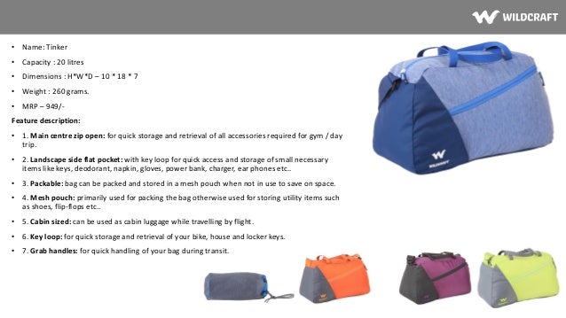 wildcraft tinker duffle bag