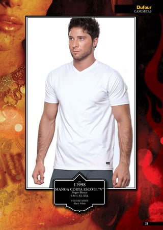 ART.
11998
MANGA CORTA ESCOTE “V”
Negro-Blanco
S-M-L-XL-XXL
VISCOSE SHIRT
Black-White
CAMISETAS
21
 