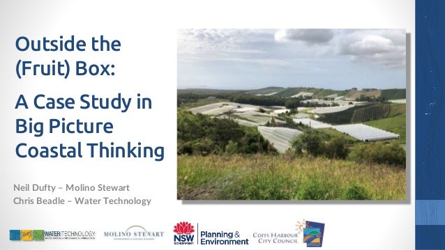 Outside the
(Fruit) Box:
A Case Study in
Big Picture
Coastal Thinking
Neil Dufty – Molino Stewart
Chris Beadle – Water Technology
 