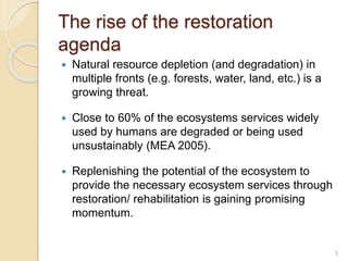 Odds and ends of rehabilitating (restoring) degraded landscapes