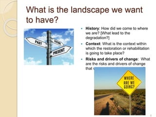 Odds and ends of rehabilitating (restoring) degraded landscapes