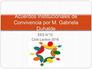 EES N°12
Ciclo Lectivo 2016
San Fernando
Acuerdos Institucionales de
Convivencia por M. Gabriela
Duhalde
 
