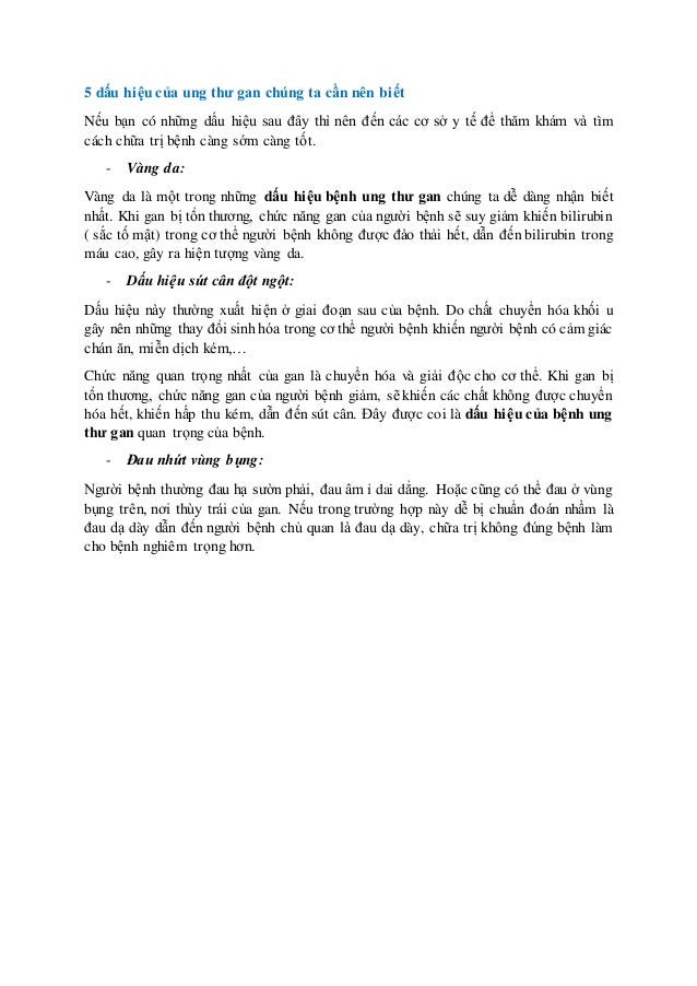 Dau Hieu Cua Benh Ung Thu Gan Dau hieu cua benh ung thu gan