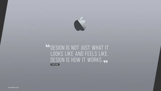 STEVE JOBS
Design is not just what it
looks like and feels like.
Design is how it works.
www.duho.co.uk
 