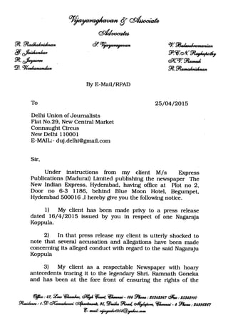 Delhi Union of Journalists Notice