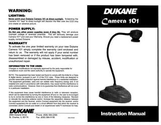 Dukane camera 101 user manual