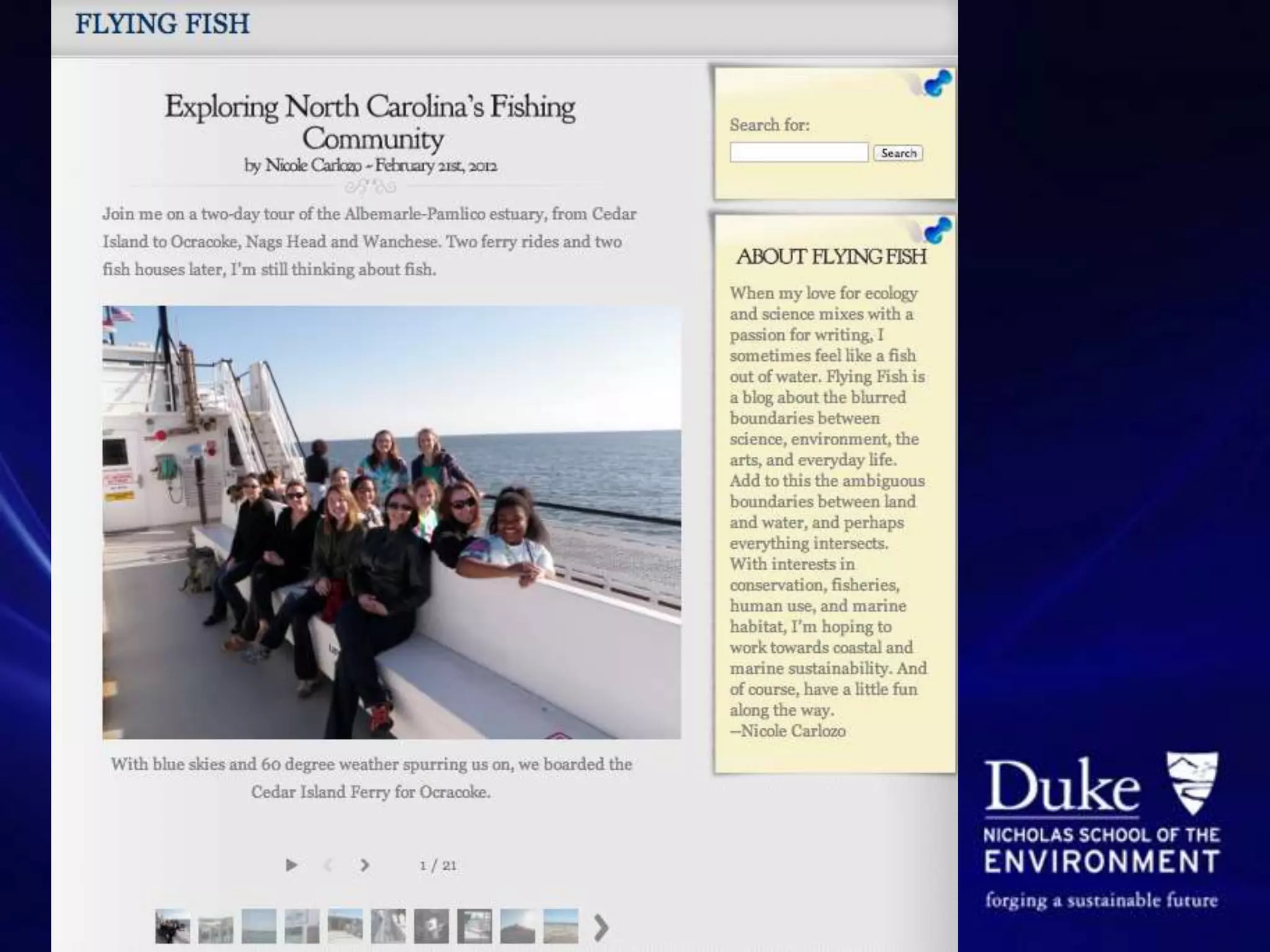 Title in Garamond 3 here

   Subtitle to go here in interstate
     Both fonts can download at
http://www.duke.edu/styleguide.html




           William Chameides
Dean of the Nicholas School of the Environment
 