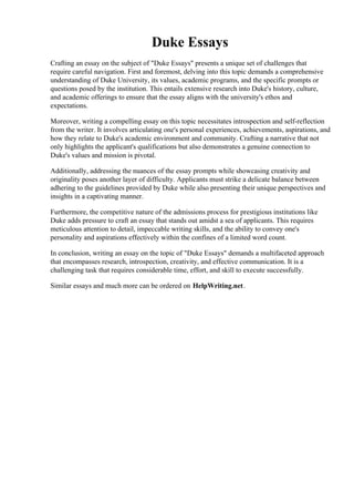 Duke Essays | PDF