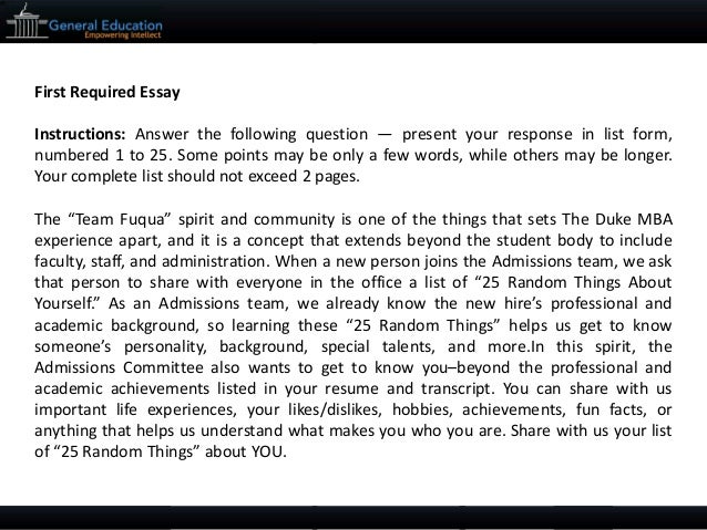 duke fuqua essay examples