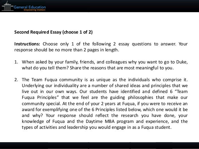 duke mba essay
