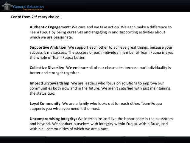 Duke university admission essay