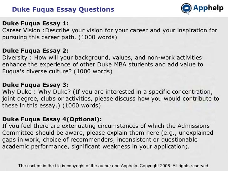 fuqua essays