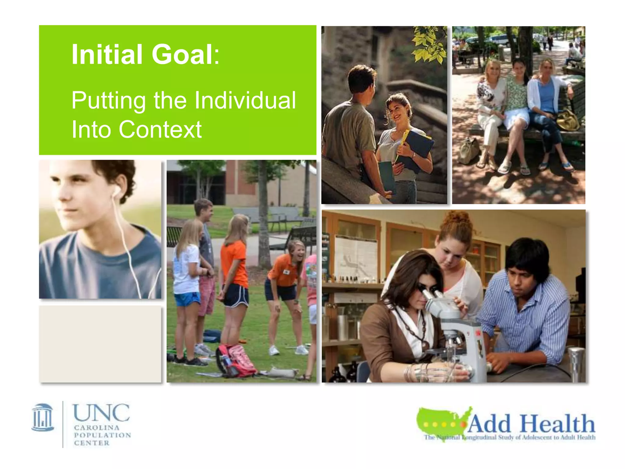 Initial Goal:
Putting the Individual
Into Context
 