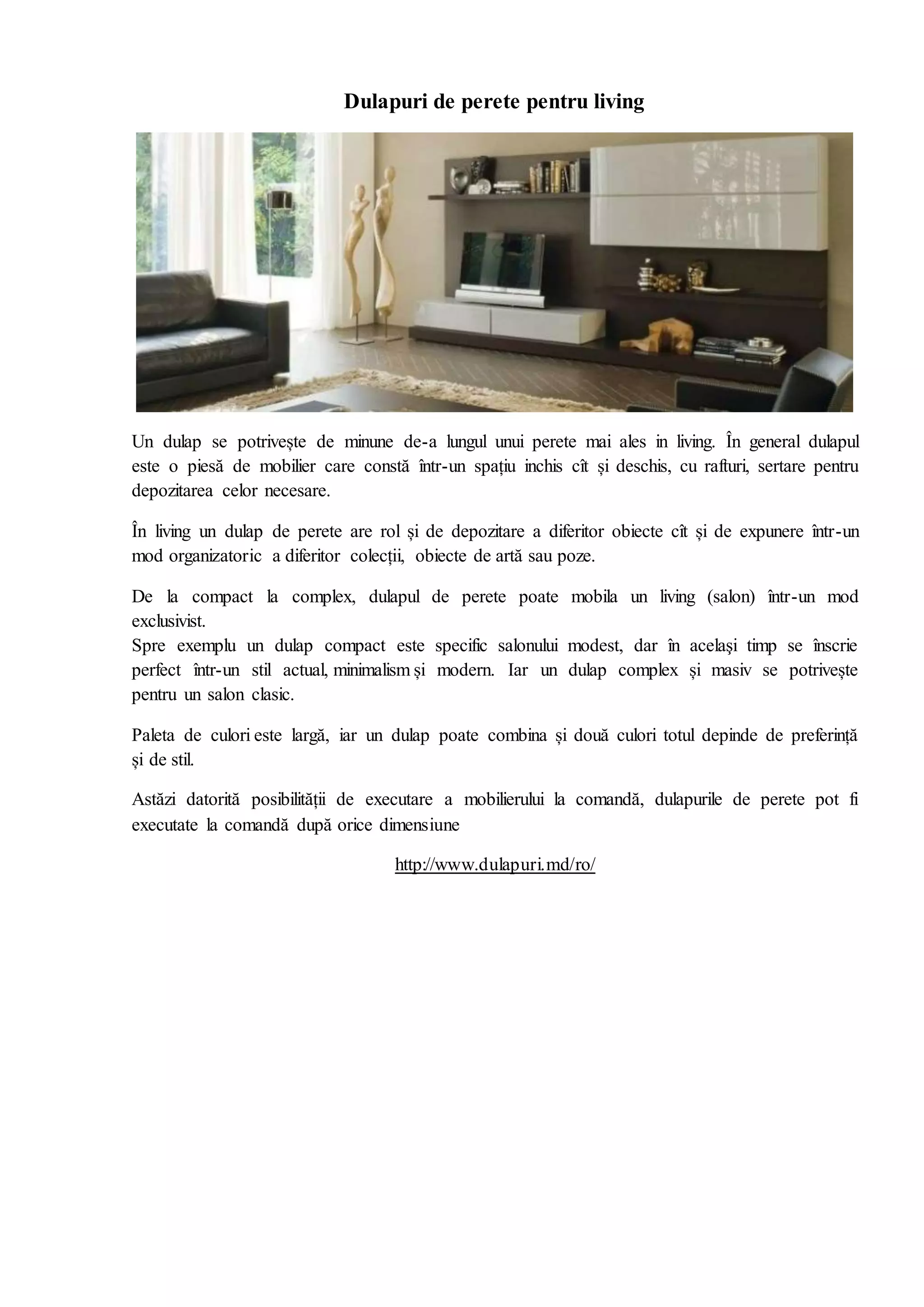 Dulapuri de perete pentru living | DOCX