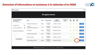Extraction d’informations et assistance à la rédaction d’un RIDA
 