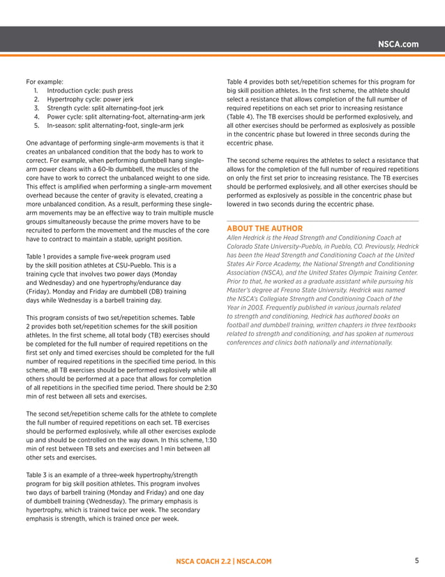 Dumbbell exercises for football training programs