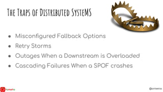 @antweiss
● Misconﬁgured Fallback Options
● Retry Storms
● Outages When a Downstream is Overloaded
● Cascading Failures Wh...