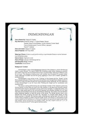 SUBANEN DANCE DUMENDINGAN DANCE LITERATURE | PPTX
