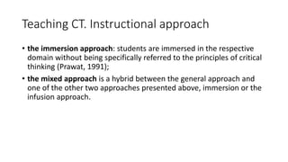 Critical thinking and teaching critical thinking | PDF