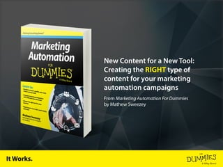 New Content for a New Tool:
Creating the RIGHT type of
content for your marketing
automation campaigns
From Marketing Automation For Dummies
by Mathew Sweezey
It Works.
 