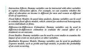 Dummy Variables in Regression Analysis: Concepts and Applications | PPTX