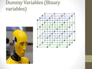 Dummy Variables (Binary
variables)
 