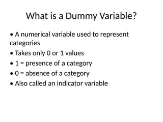 dummy variables introduction presentation econometrics | PPTX