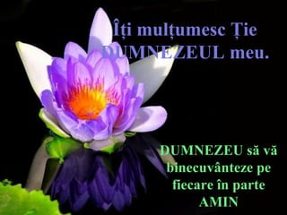 Îţi mulţumesc Ţie
DUMNEZEUL meu.
DUMNEZEU să vă
binecuvânteze pe
fiecare în parte
AMIN
 