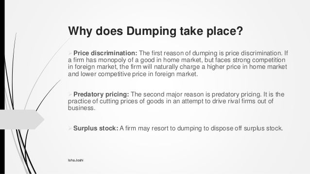 what does dumping mean in economics what does dumping mean in economics