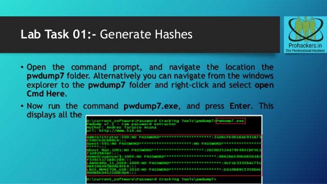 dumping and cracking sam hashes to extract plaintext passwords pwdump format