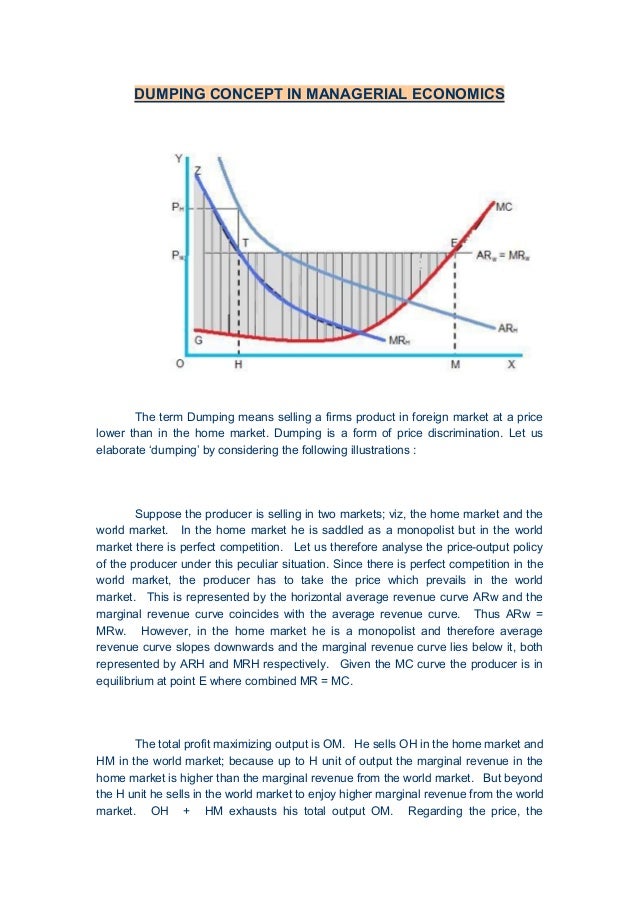 Dumping concept in managerial economics