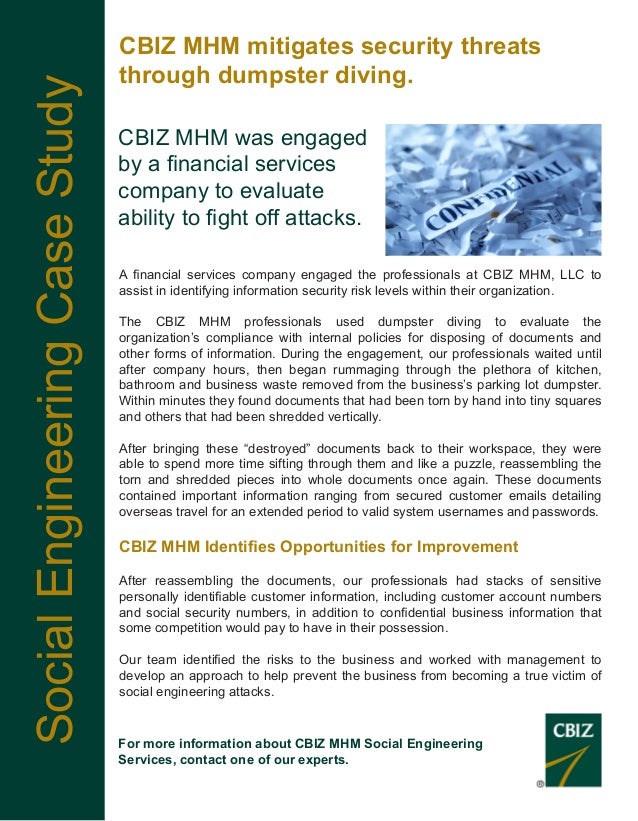 Social Engineering Case Study Dumpster Diving